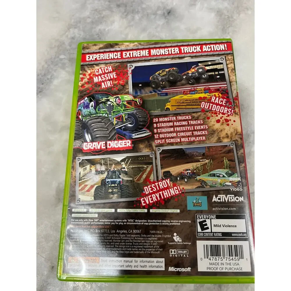 Monster Jam Xbox 360 Complete CIB Activision Monster Truck Racing Game